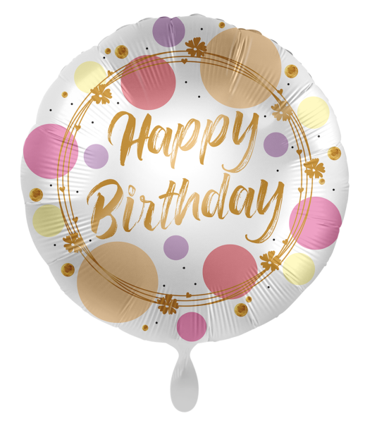 Folienballon - Shiny Dots, Happy Birthday! - ø 43cm